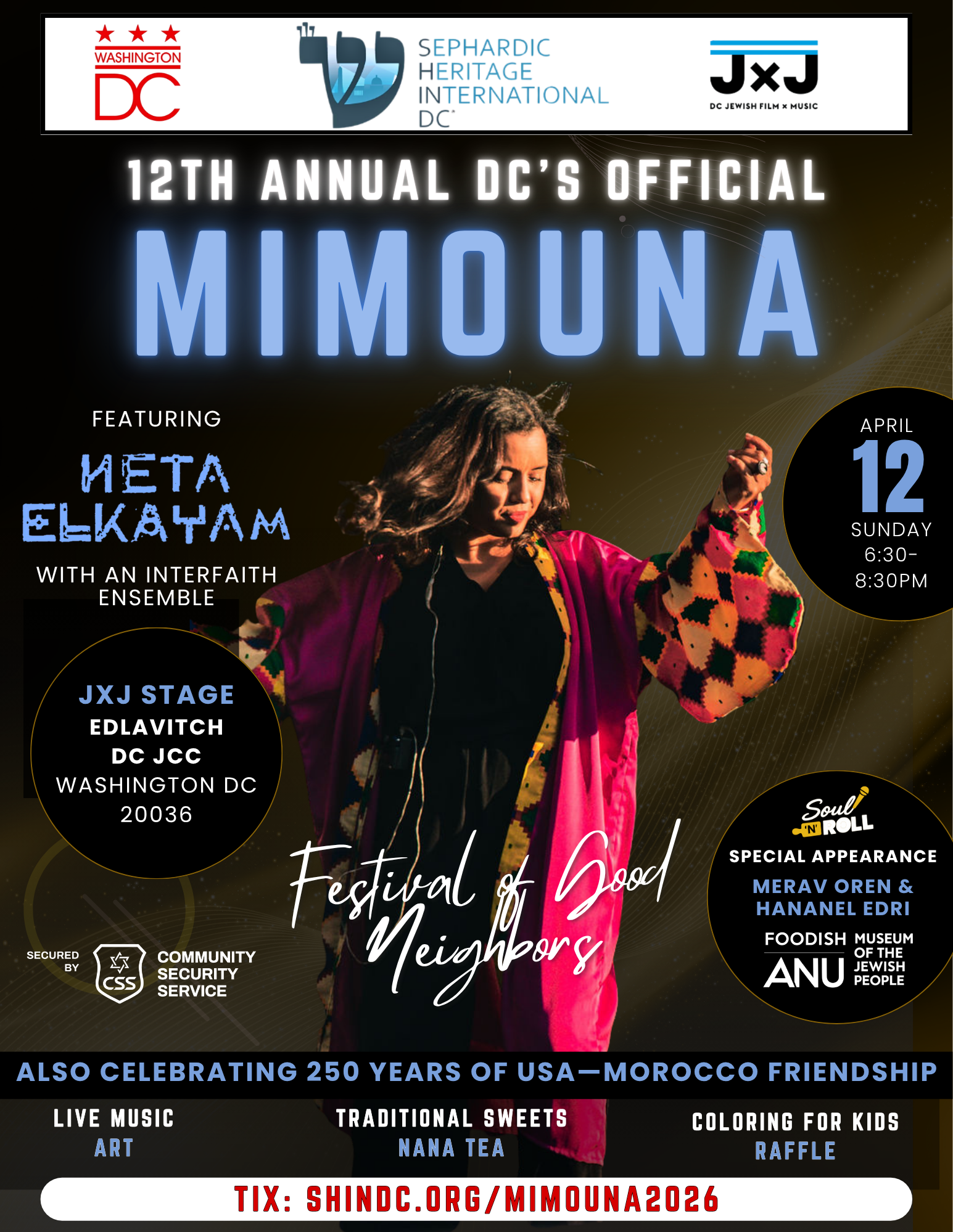 DC’s Official Mimouna Festival of Good Neighbors with SHIN-DC 2026, April 12 – 12th Anniversary